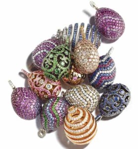 Contemporary array of Fabergé miniature jeweled egg charms Courtesy: Fabergé Jewels