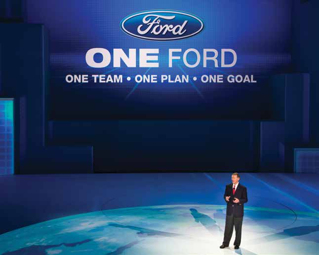 Alan Mulally, CEO of the Ford Motor Company presents at the North American International Auto Show PHOTO CREDIT INSATIABLEWANDERLUST