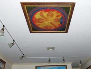 COLLEEN BROWNING OIL ON CANVAS ON THE CEILING OF A PRIVATE HOME IN NAPLES.BRONZE, 5 ¼” X 13 ¼”, 1963