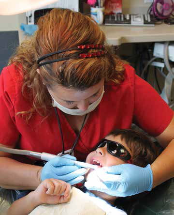 dentist with child