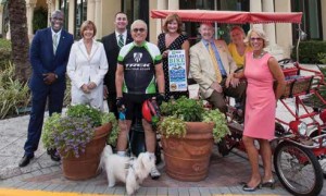 Planning is underway for one of Naples’ favorite community get togethers, the Naples Bike Brunch & Family Festival hosted by Naples Pathways Coalition and co-sponsored by TD Bank and Moe’s Southwestern Grill. Pictured left to right: TD Bank Assistant Store Manager Dukens Pierre, NPC Past President Jane Cheffy, TD Bank Store Manager Rob Costanzo, NPC member Stan Lipp and the adorable Chapi, Moe’s Southwest Grill Marketing Director Dawn Silverman, Bike Brunch Grand Marshal Mayor John Sorey and Delores Sorey, and NPC Executive Director Beth Brainard. Photo by Stephen Wright